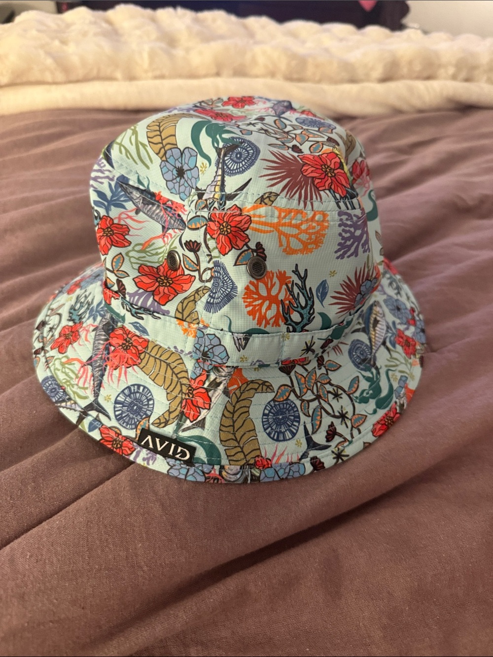 Avid Unisex Tropical Vacation Beach Floral Fish Summer Athleisure Bucket Hat OS